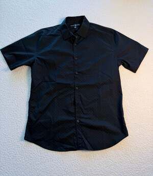 Beverly Hills Polo Club Men's Black Diamond Short Sleeve Button Down Shirt M
